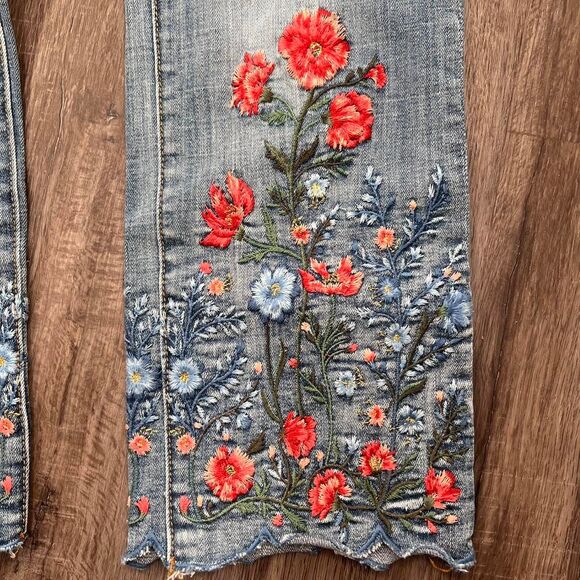 Anthropologie Driftwood Boho Embroidered Candace Jeans - Picture 4 of 8